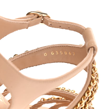 Chanel Lambskin Quilted Chain Wedge Sandals 40 Beige 8 of 9