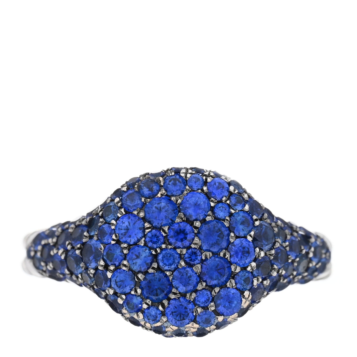 David Yurman 18K White Gold Blue Sapphire Petite Pave Chevron Pinky Ring 48 4.5 1 of 4