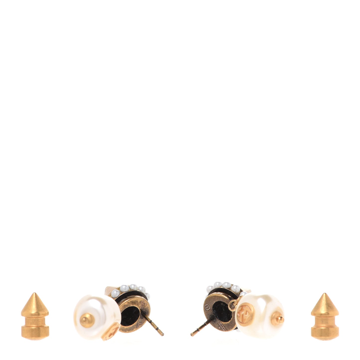 Metal Pearl Interlocking G Drop Earrings Aged Gold