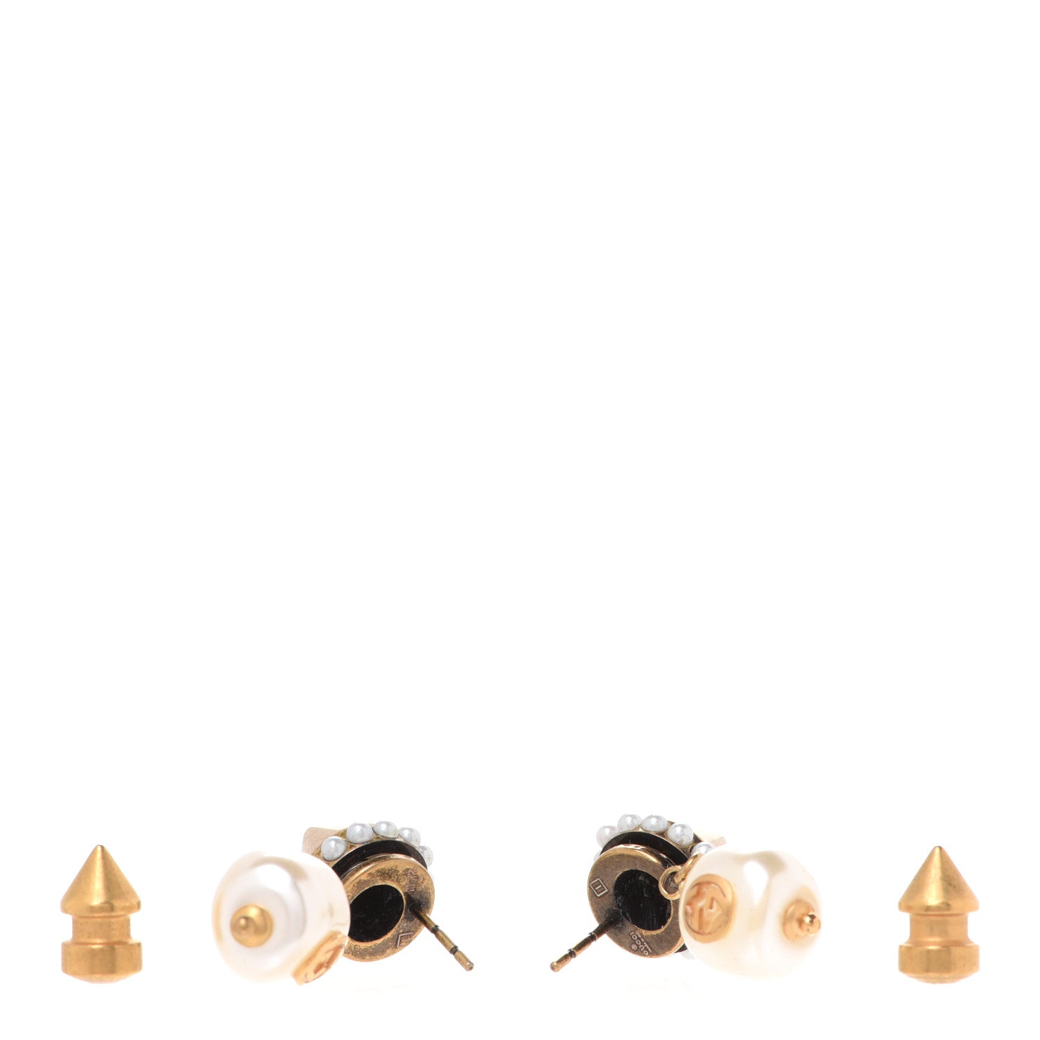 Gucci Metal Pearl Interlocking G Drop Earrings Aged Gold 3 of 4