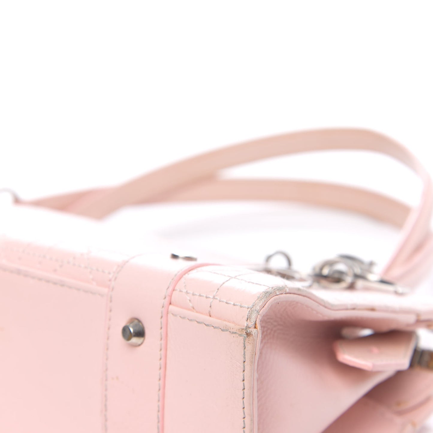 Calfskin Cannage Stitched East West Lady Dior Rose Clair