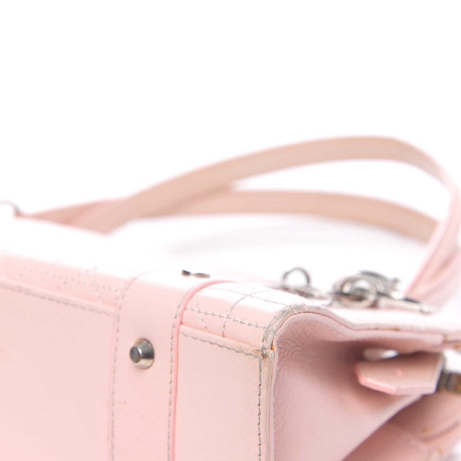 Christian Dior Calfskin Cannage Stitched East West Lady Dior Rose Clair 7 of 21