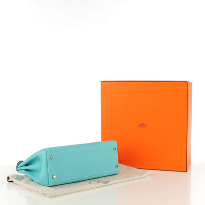 Hermes Togo Kelly Retourne 32 Bleu Atoll 6 of 24