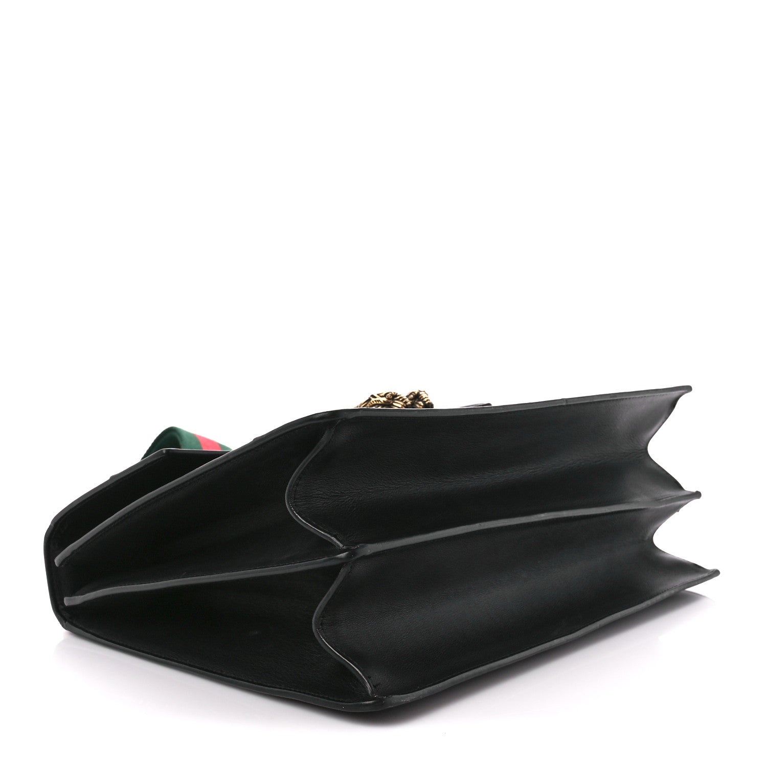 Gucci Calfskin Bamboo Web Large Dionysus Top Handle Bag Black Bright Evergreen Hibiscus Red 4 of 20