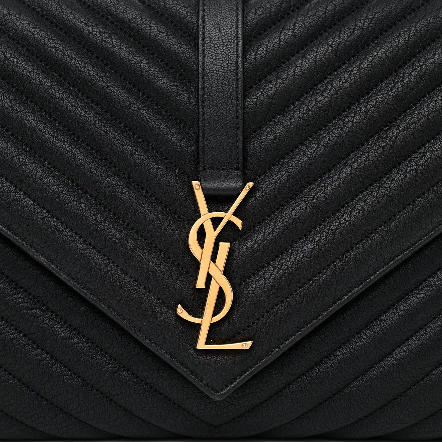 Sheepskin Matelasse Chevron Monogram Large College Satchel Black