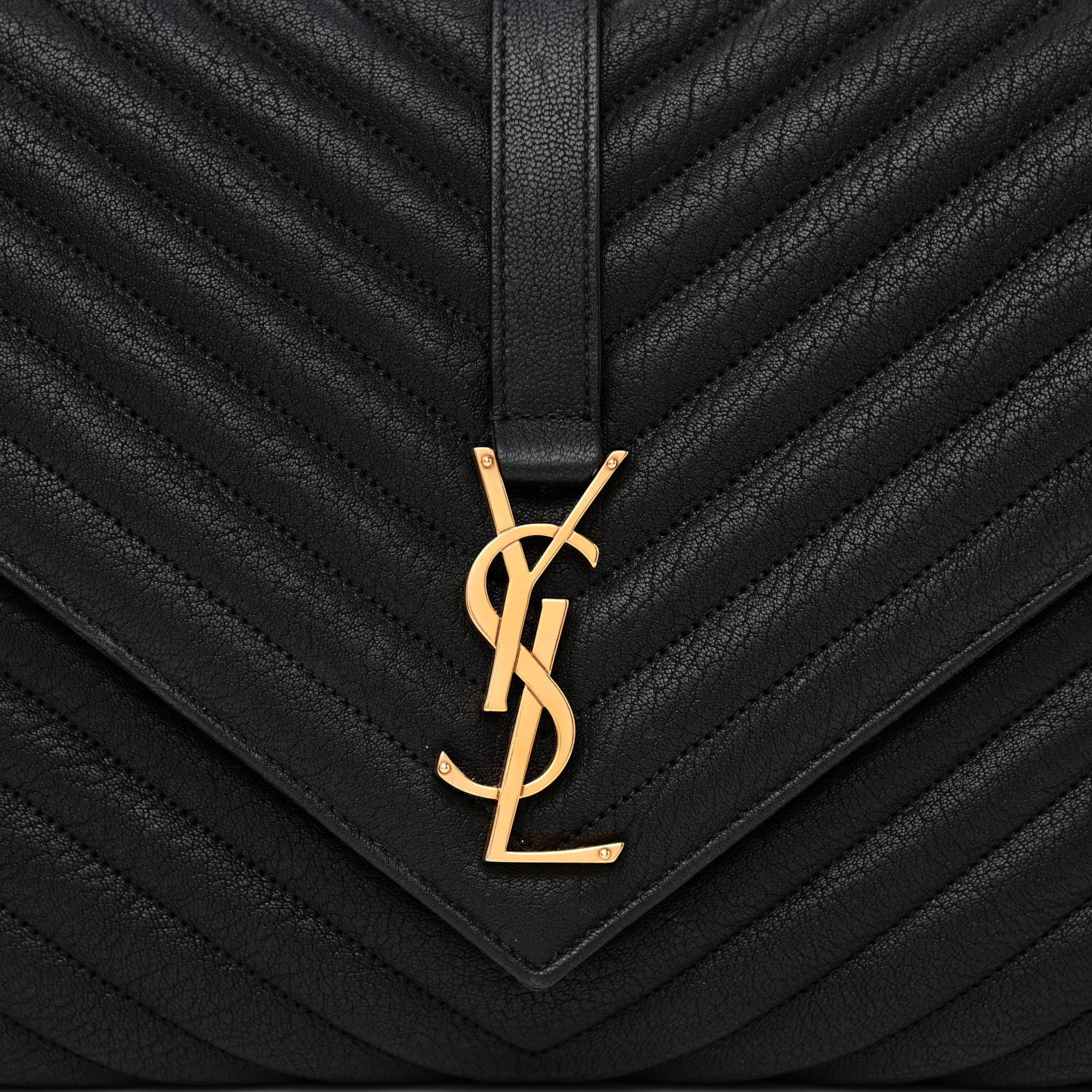 Saint Laurent Sheepskin Matelasse Chevron Monogram Large College Satchel Black 8 of 11