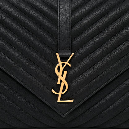 Saint Laurent Sheepskin Matelasse Chevron Monogram Large College Satchel Black 8 of 11