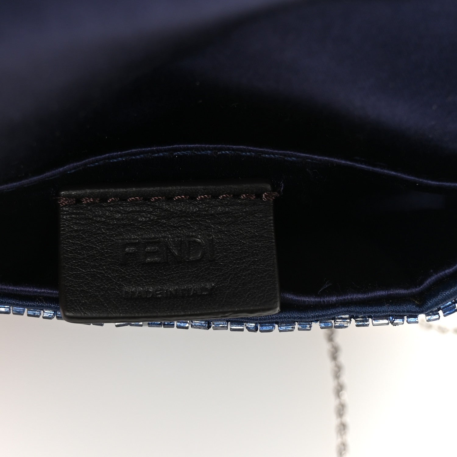 Fendi Sequin Paillettes Shiny Nappa Sex and the City Nano Maxi Buckle Baguette Charm Blue 5 of 9