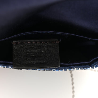 Fendi Sequin Paillettes Shiny Nappa Sex and the City Nano Maxi Buckle Baguette Charm Blue 5 of 9