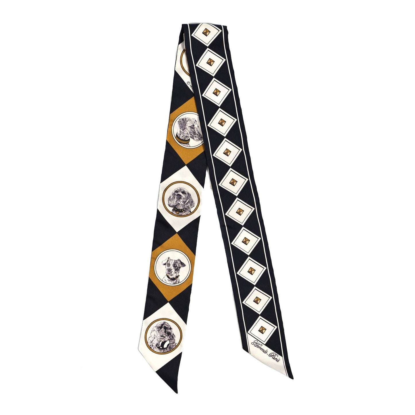 Silk Colliers Et Chiens Twilly Black Gold White