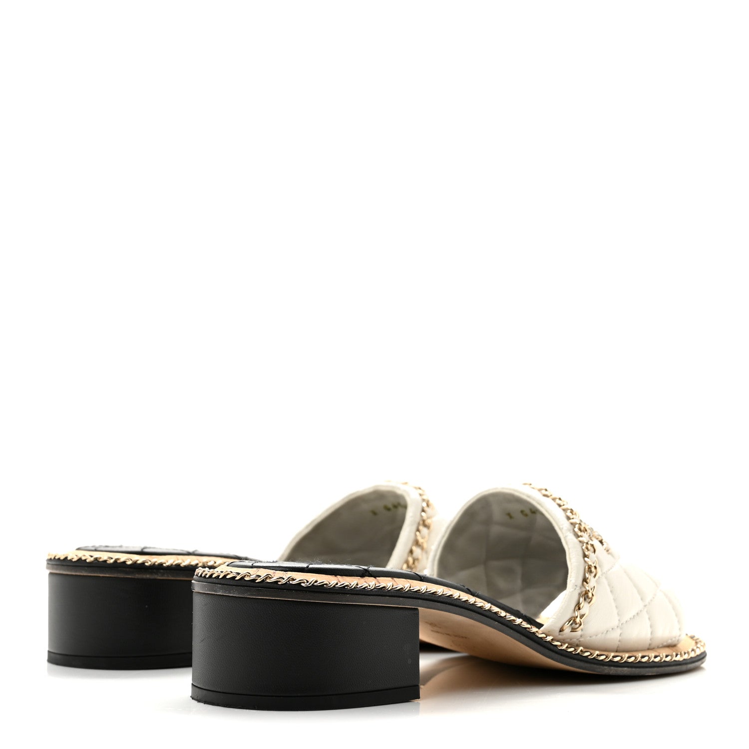 Chanel Lambskin Quilted Chain CC Sandals 38 White 5 of 10