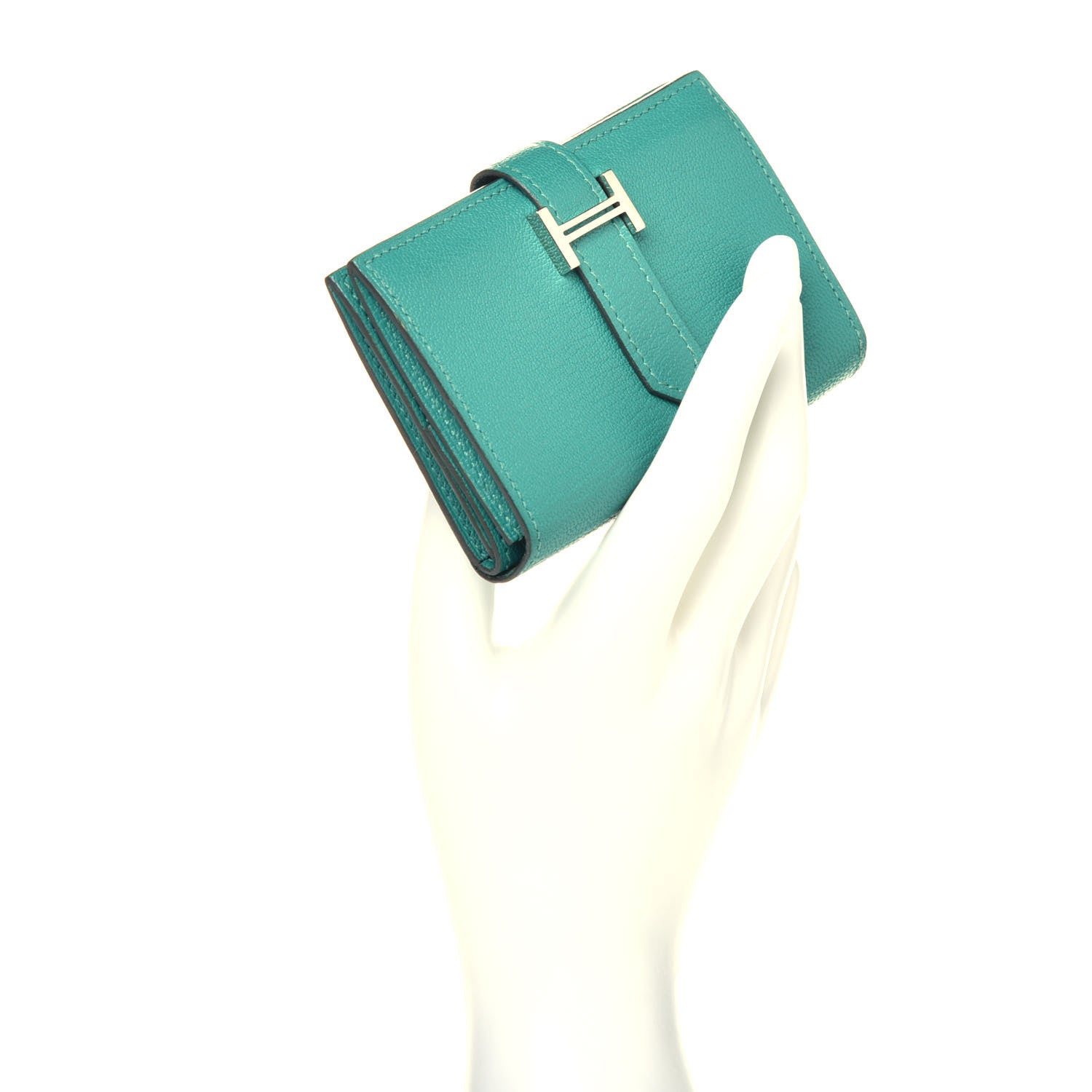 Hermes Chevre Mysore Mini Bearn Wallet Vert Verone 2 of 8