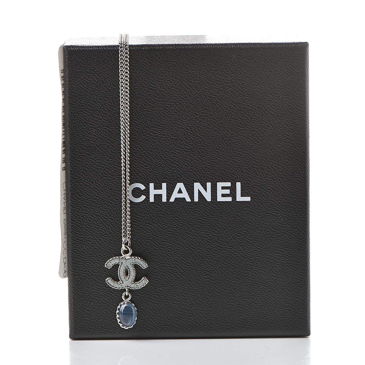 Resin CC Drop Necklace Silver Blue
