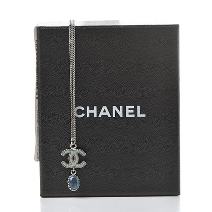Chanel Resin CC Drop Necklace Silver Blue 6 of 6