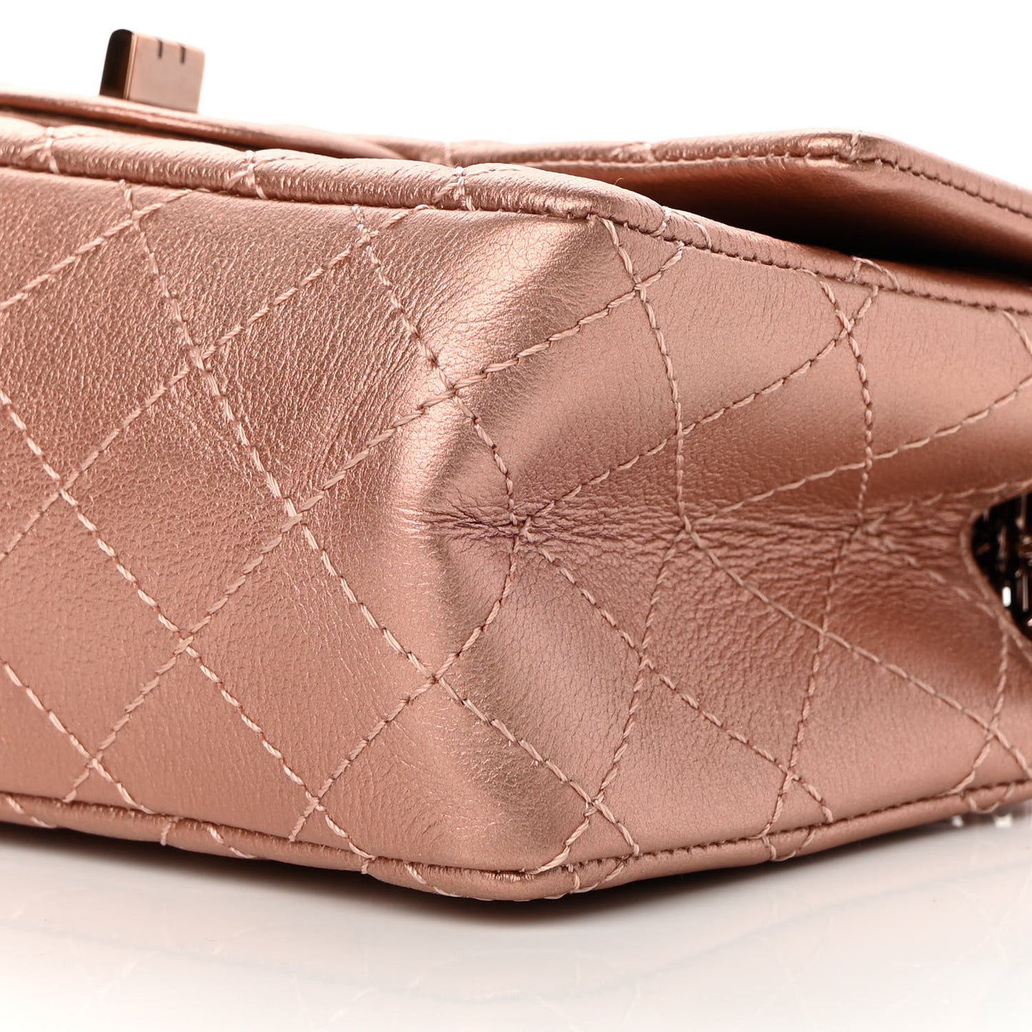 Metallic Grained Calfskin Quilted 2.55 Reissue Mini Flap Copper Pink