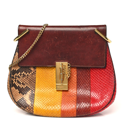Chloe Snakeskin Drew Shoulder Bag Brown Multicolor 1 of 9