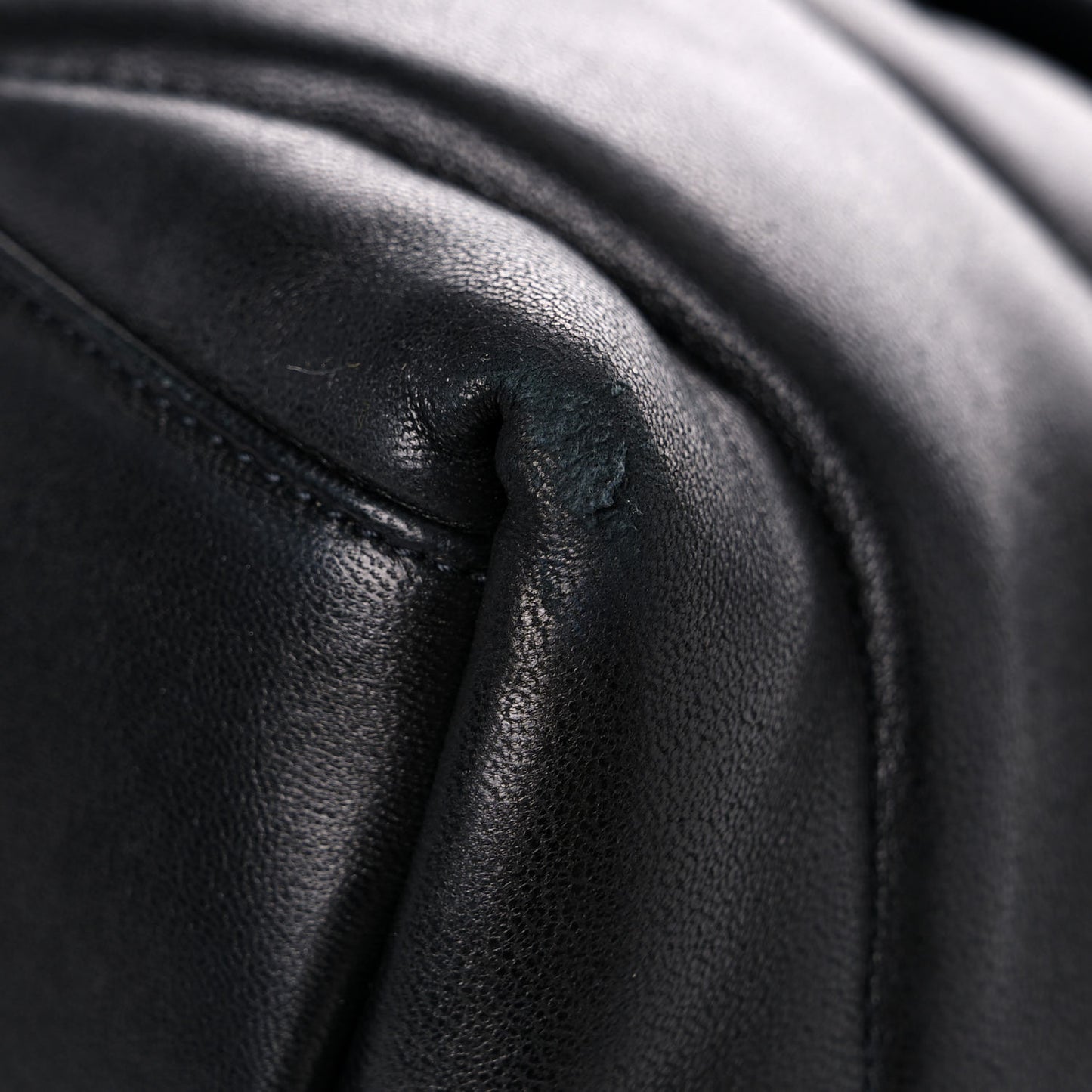 Lambskin Quilted Medium Loulou Puffer Monogram Chain Satchel Black