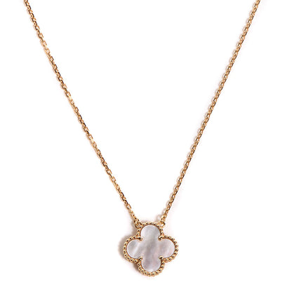 Van Cleef & Arpels 18K Yellow Gold Mother of Pearl Vintage Alhambra Pendant Necklace 1 of 5