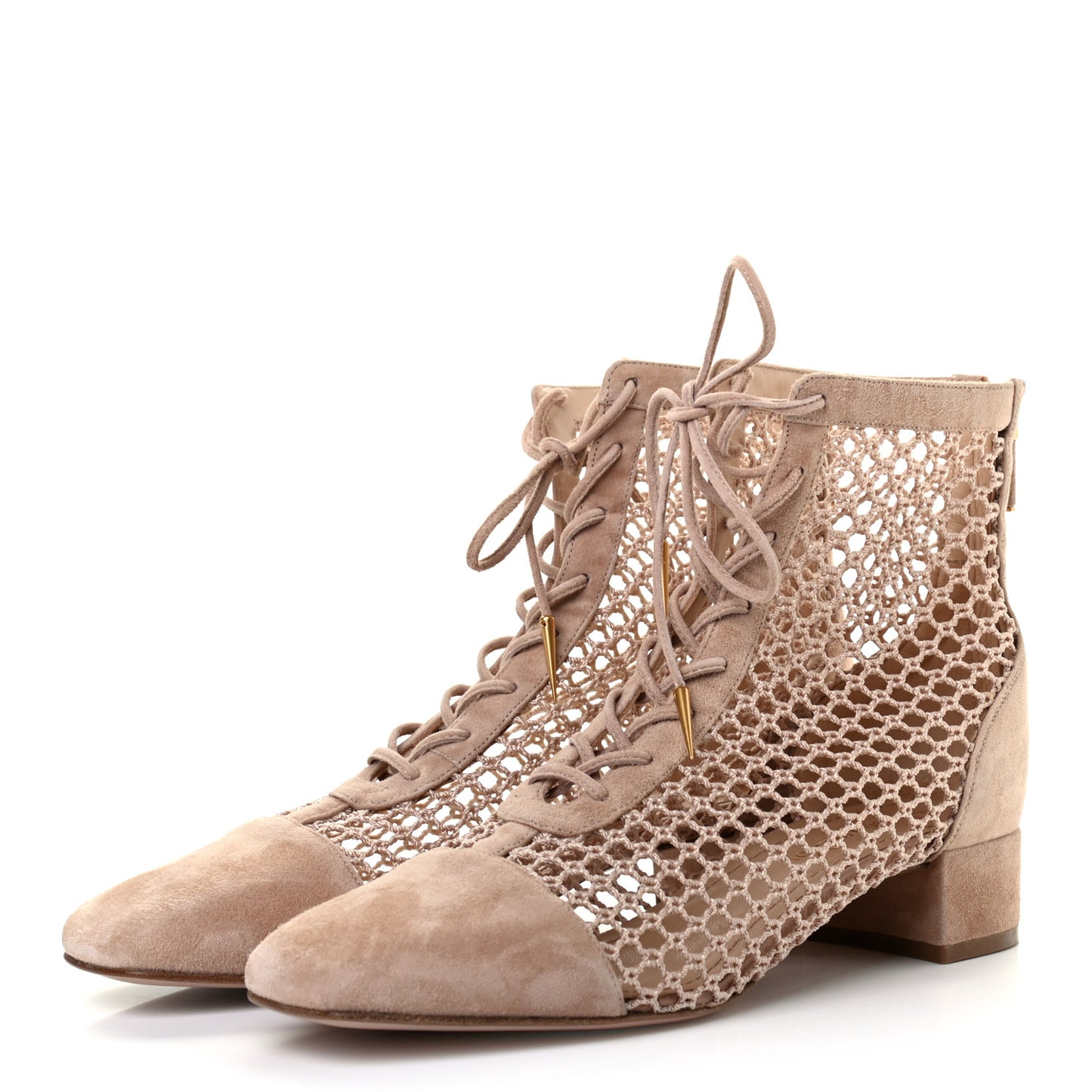 Suede Resille Naughtily-D 30mm Ankle Boots 38 Nude