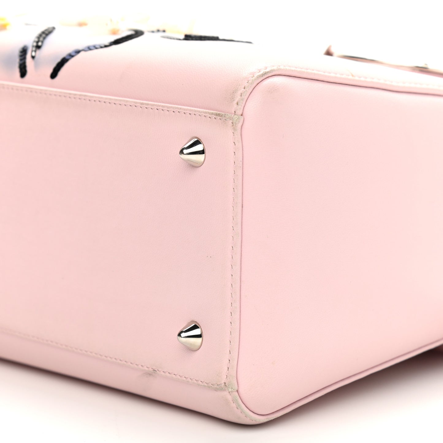 Deerskin Sequin Floral Printed Medium Lady Dior Pink