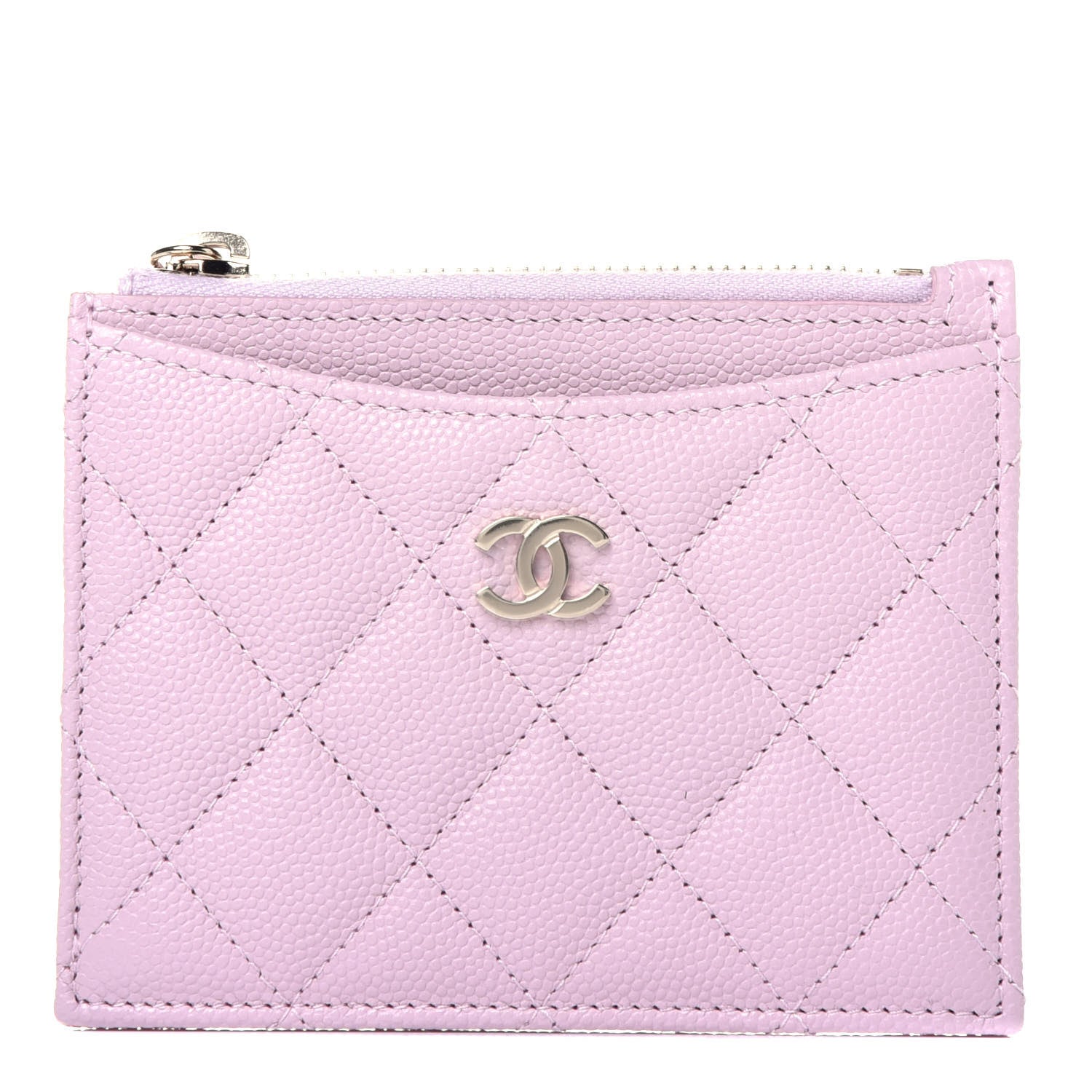 Chanel Caviar Quilted CC Zip Card Holder Light Pink 1 of 8