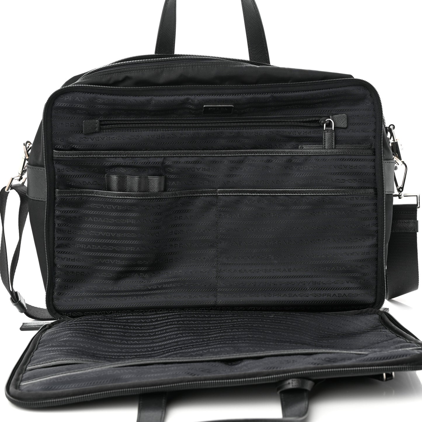 Tessuto Nylon Saffiano Briefcase Black