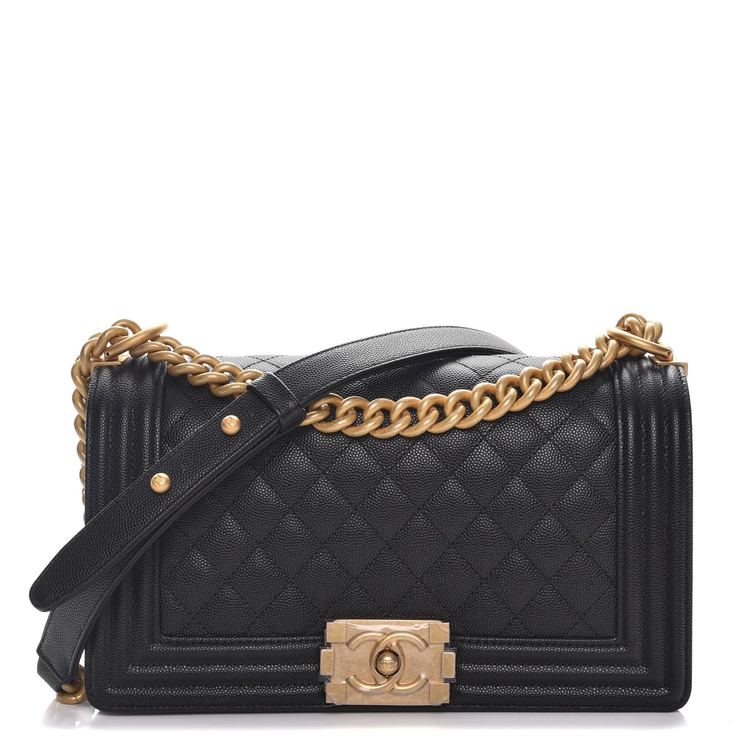 Caviar Quilted Medium Boy Flap Black