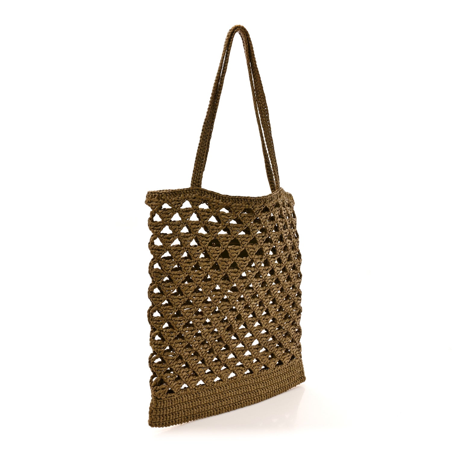Prada Yarn Raffia Effect Embroidered Logo Tote Oliva 3 of 9
