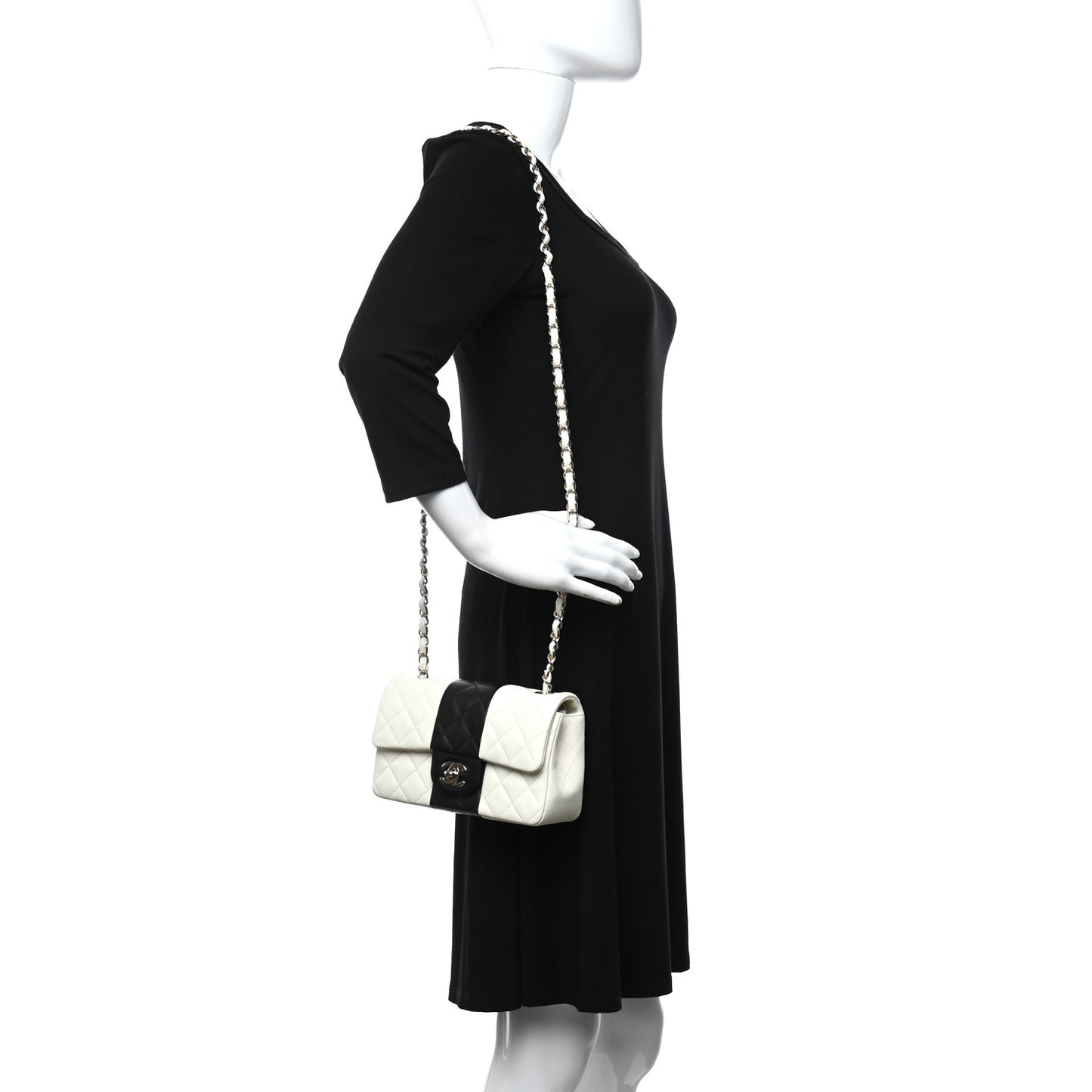 Lambskin Quilted Mini Rectangular Flap White Black