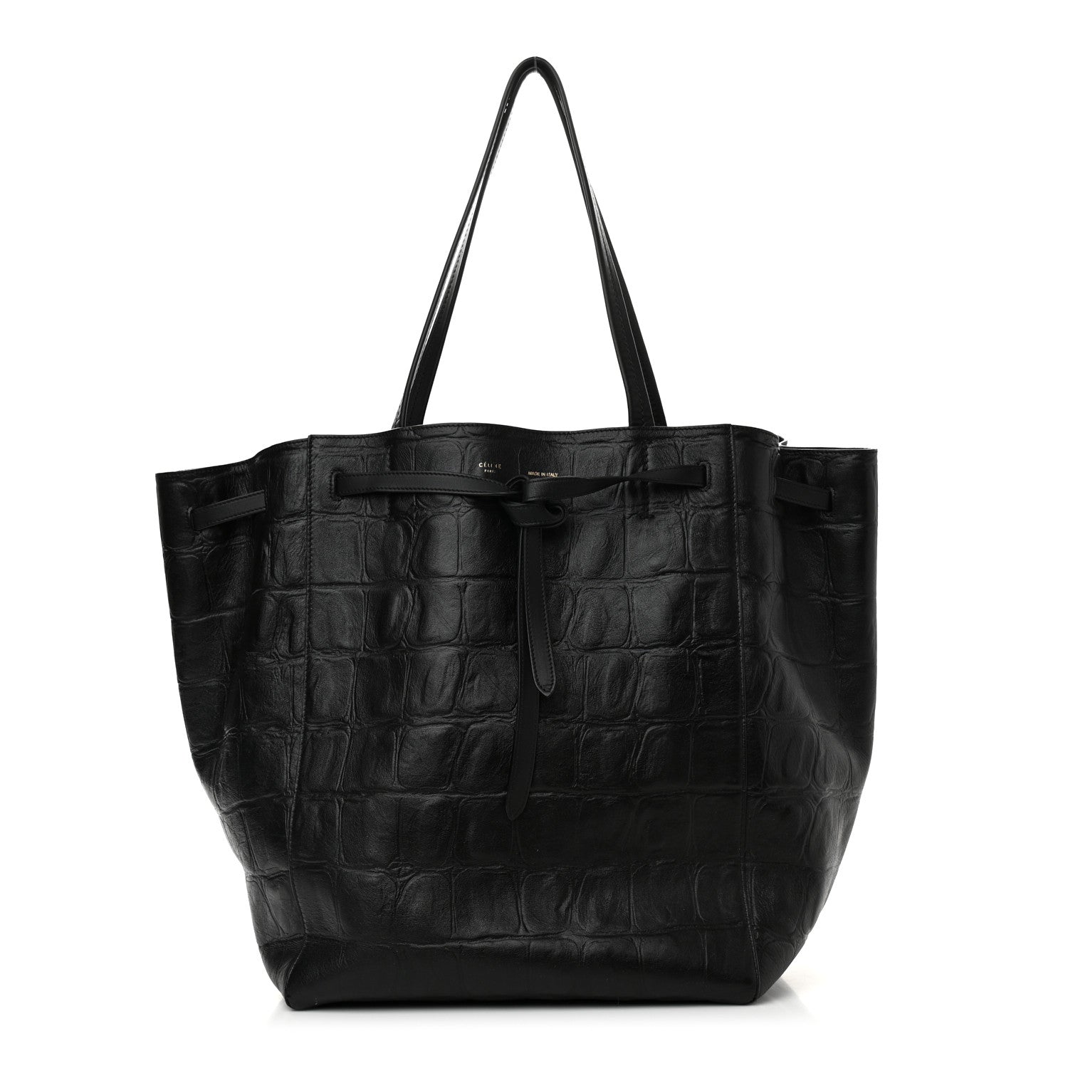 Celine Crocodile Embossed Calfskin Medium Belt Cabas Phantom Black 1 of 9