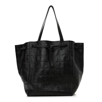 Celine Crocodile Embossed Calfskin Medium Belt Cabas Phantom Black 1 of 9