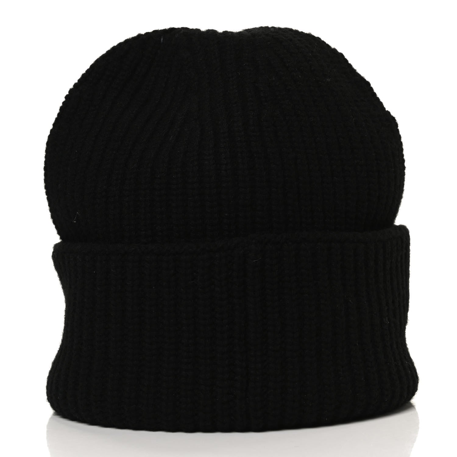 Chanel Wool Cashmere CC Beanie Hat Black White 2 of 5