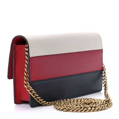 Gucci Calfskin Queen Margaret Chain Wallet Blue Agata Hibiscus Red Mystic White 3 of 11