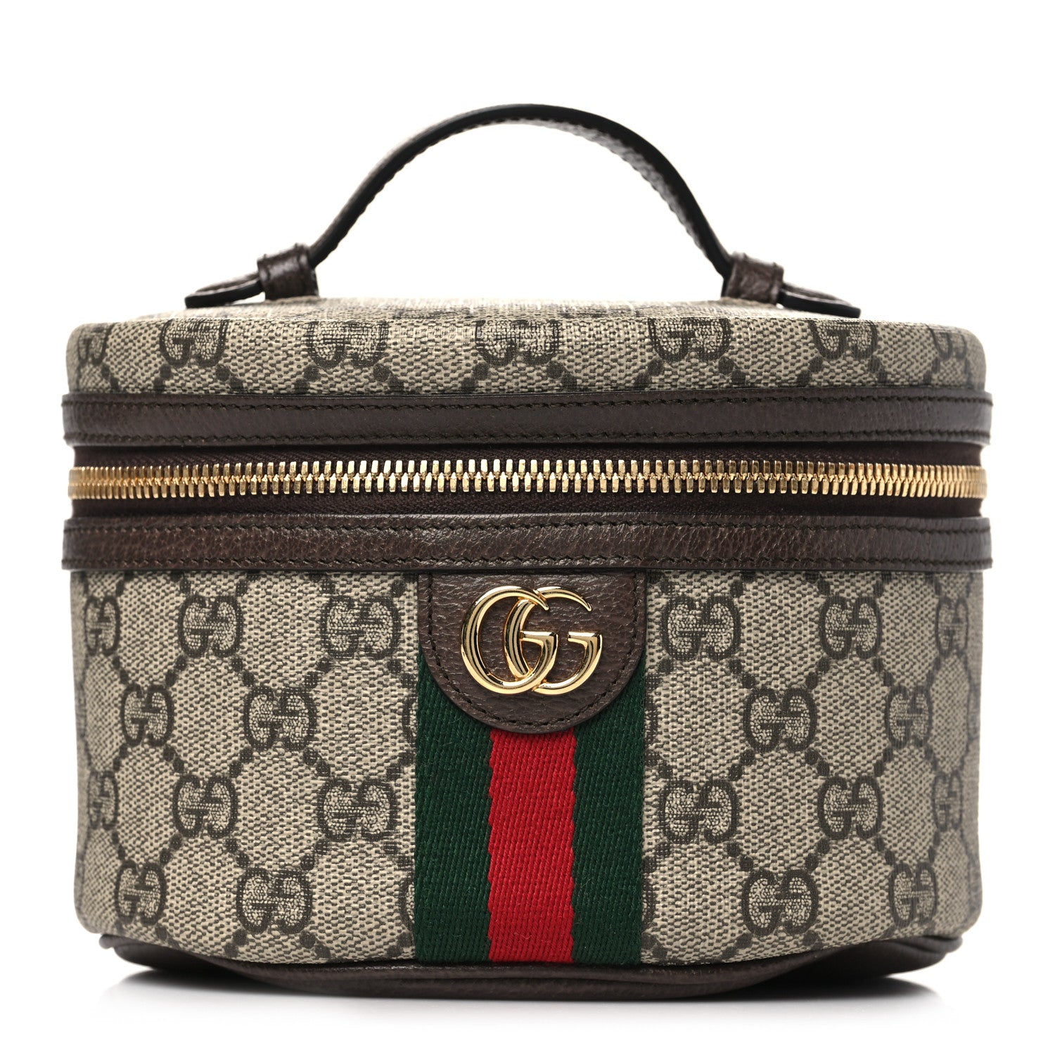 Gucci GG Supreme Monogram Textured Calfskin Web Ophidia Vanity Cosmetic Case Beige Ebony New Acero 1 of 10