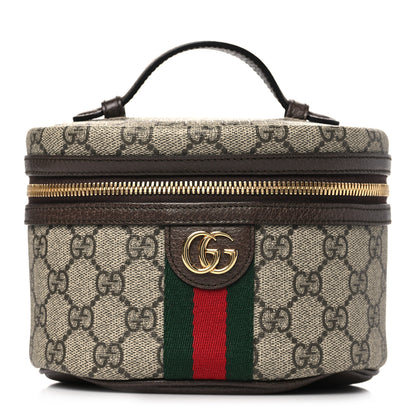Gucci GG Supreme Monogram Textured Calfskin Web Ophidia Vanity Cosmetic Case Beige Ebony New Acero 1 of 10
