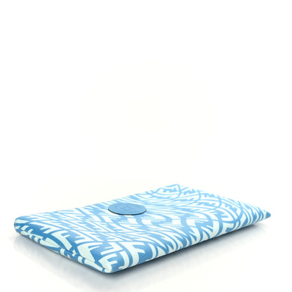 Fendi X SARAH COLEMAN Fabric Jacquard Vitello King FF Vertigo Medium Flat Pouch Cyber Blue White 4 of 9