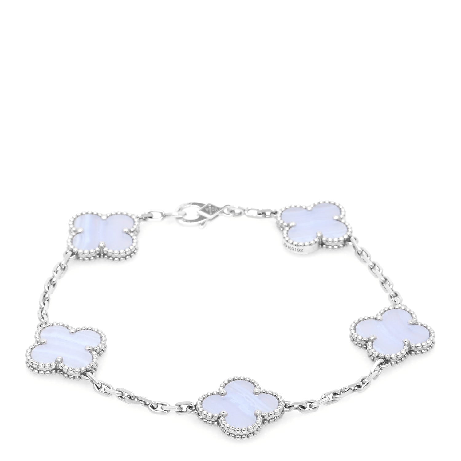 Van Cleef & Arpels 18K White Gold Chalcedony 5 Motifs Vintage Alhambra Bracelet 1 of 7