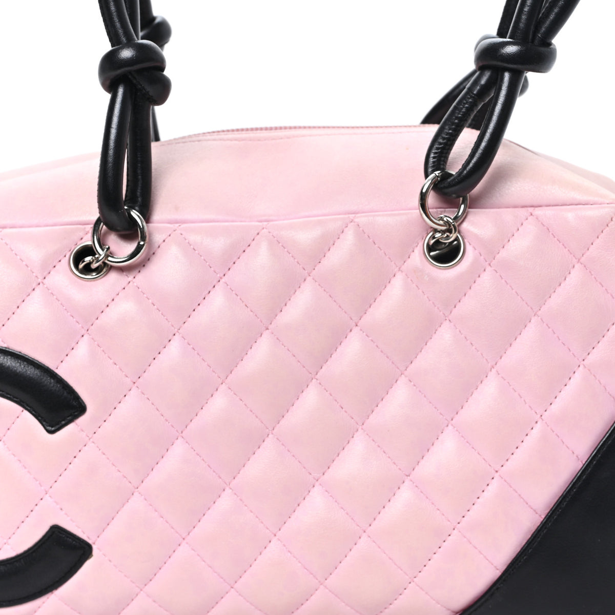 Chanel Calfskin Quilted Large Cambon Bowler Pink Black 8 of 12