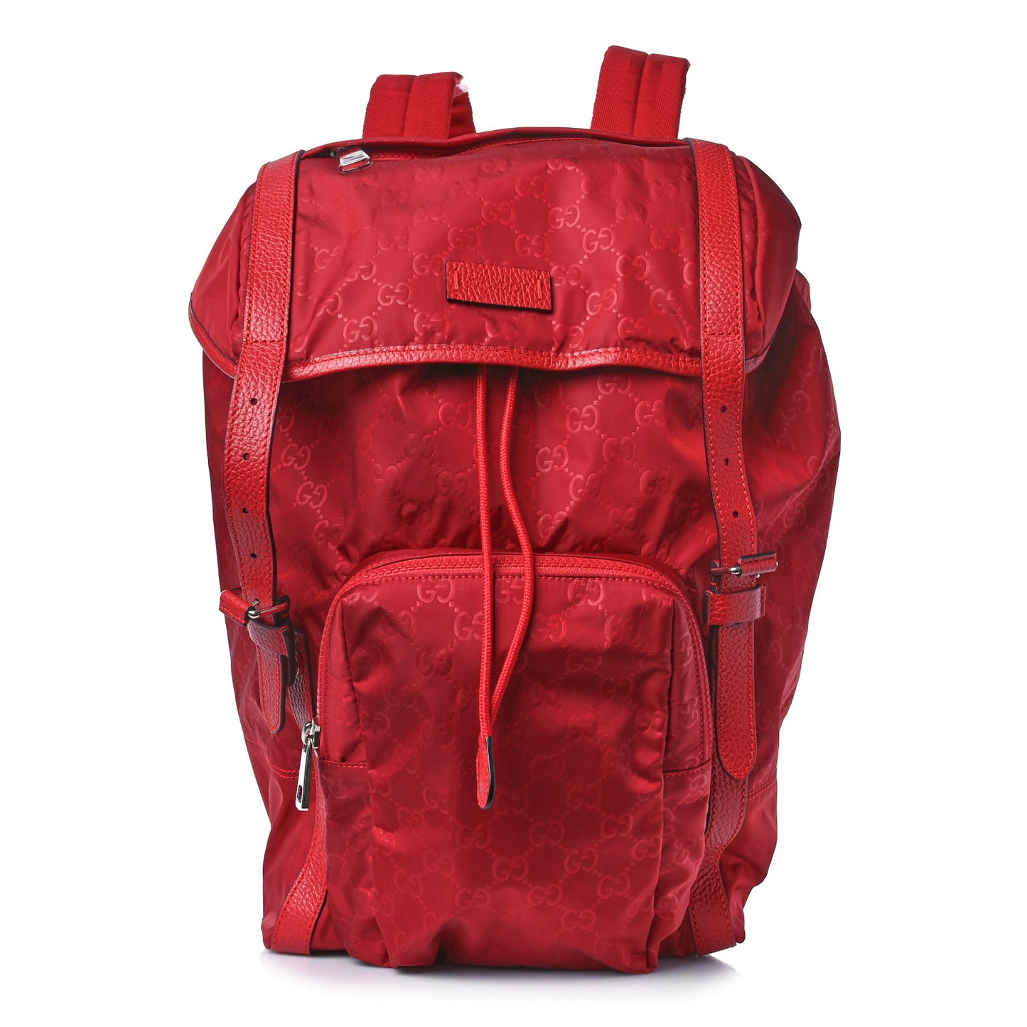 Nylon Monogram Dollar Calfskin Medium Light Double Buckle Backpack Vibrant Red