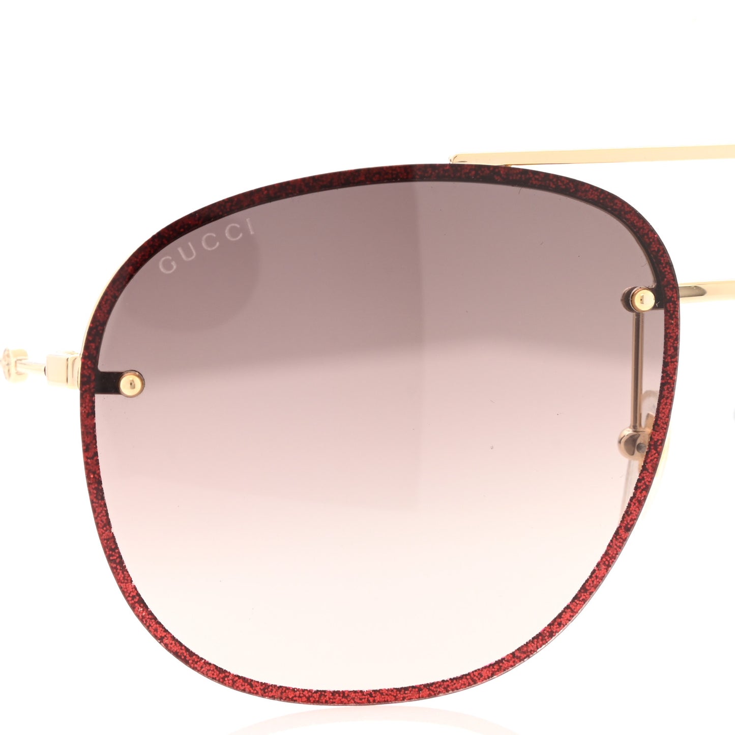 Metal Glitter Aviator Sunglasses G0227S Red Gold
