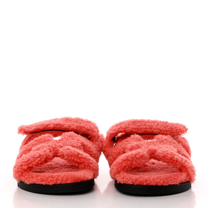 Hermes Woolskin Womens Chypre Sandals 40.5 Rose Du Desert 2 of 9