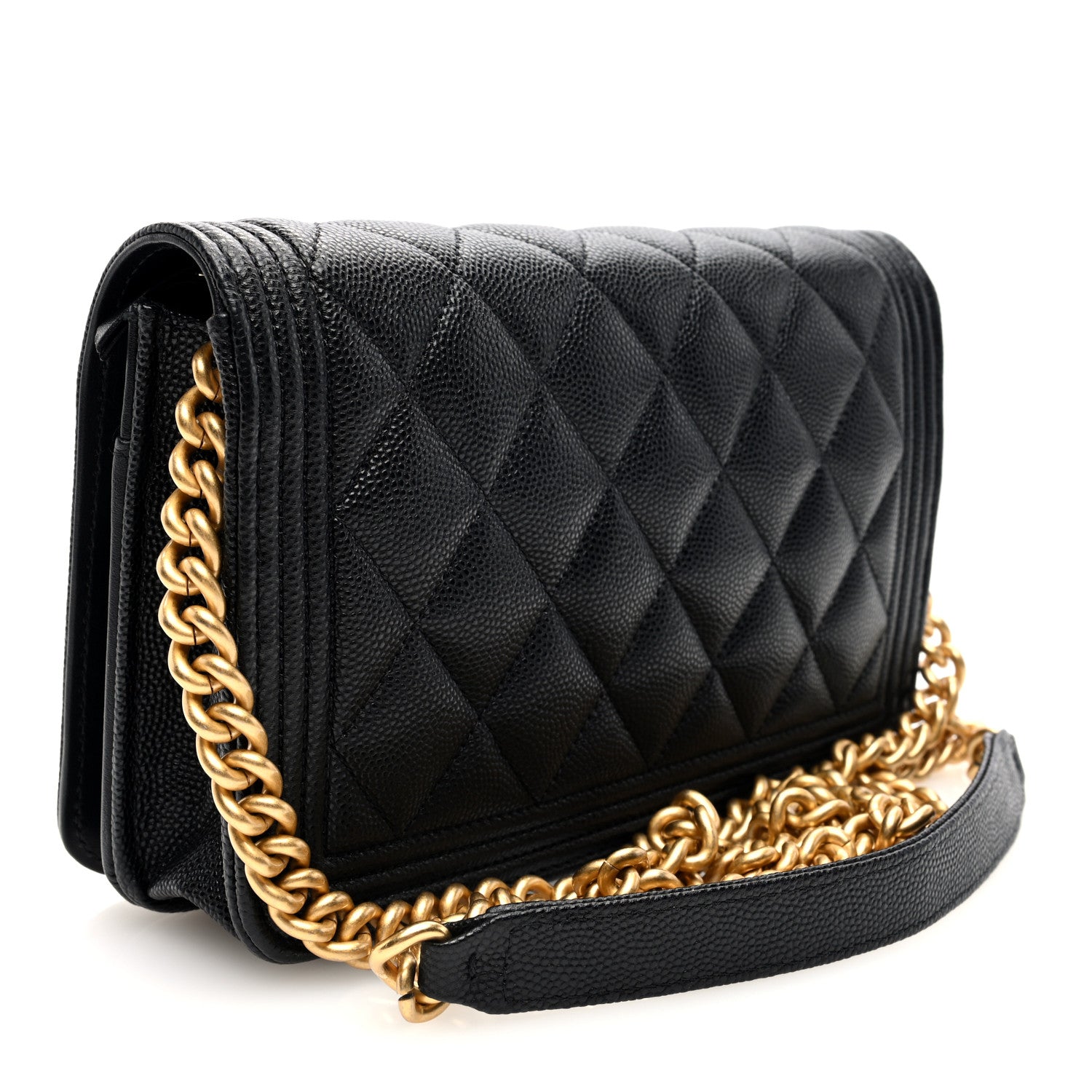 Chanel Caviar Quilted Boy Wallet On Chain WOC Black 3 of 10