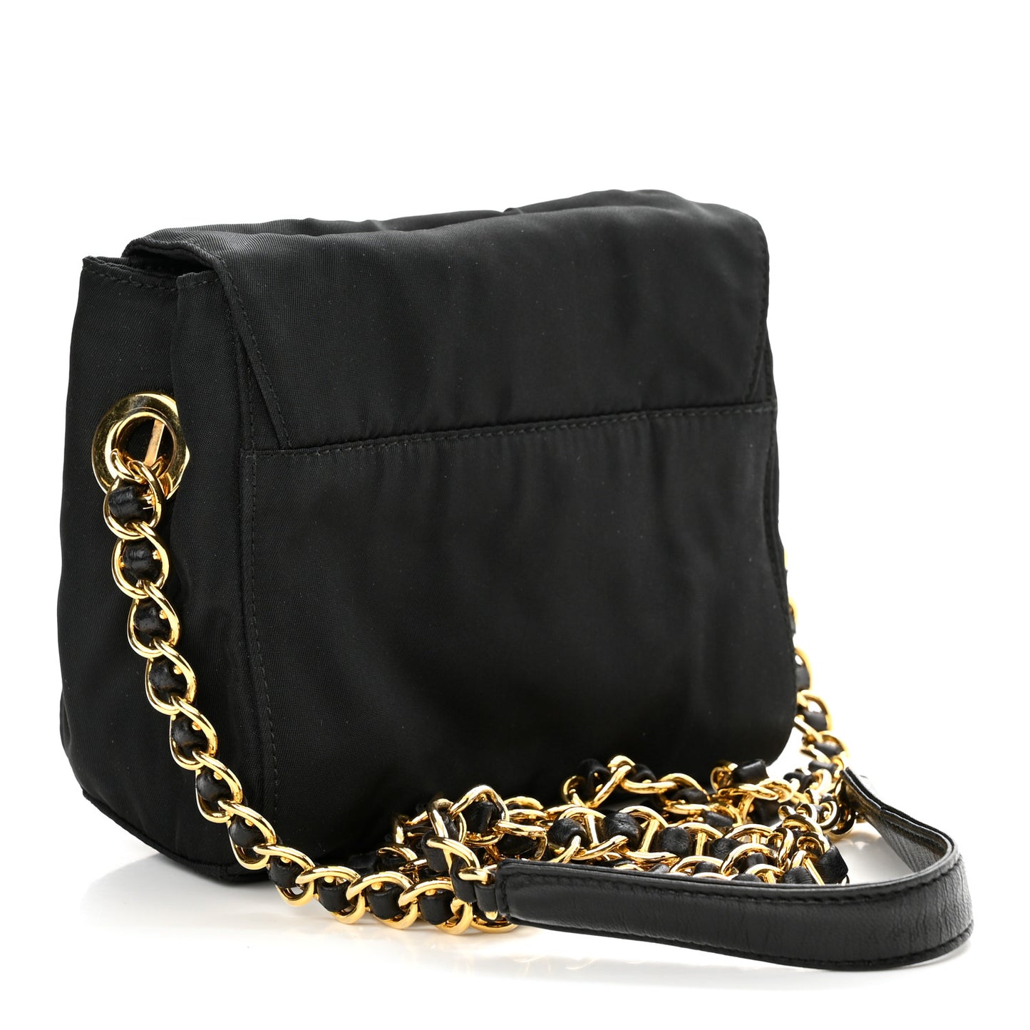 Tessuto Nylon Chain Shoulder Bag Black