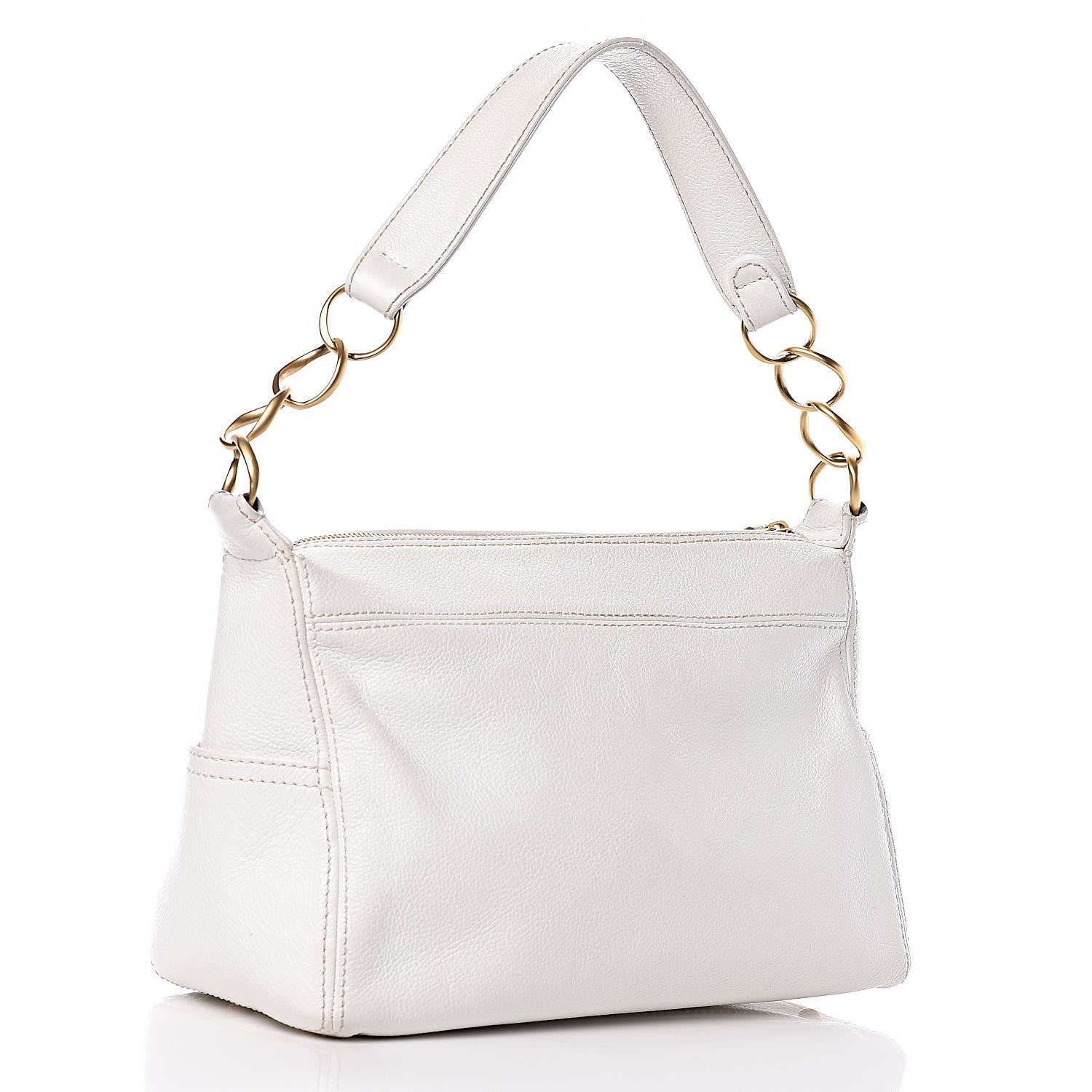 Chanel Grained Calfskin CC Shoulder Bag White 3 of 15