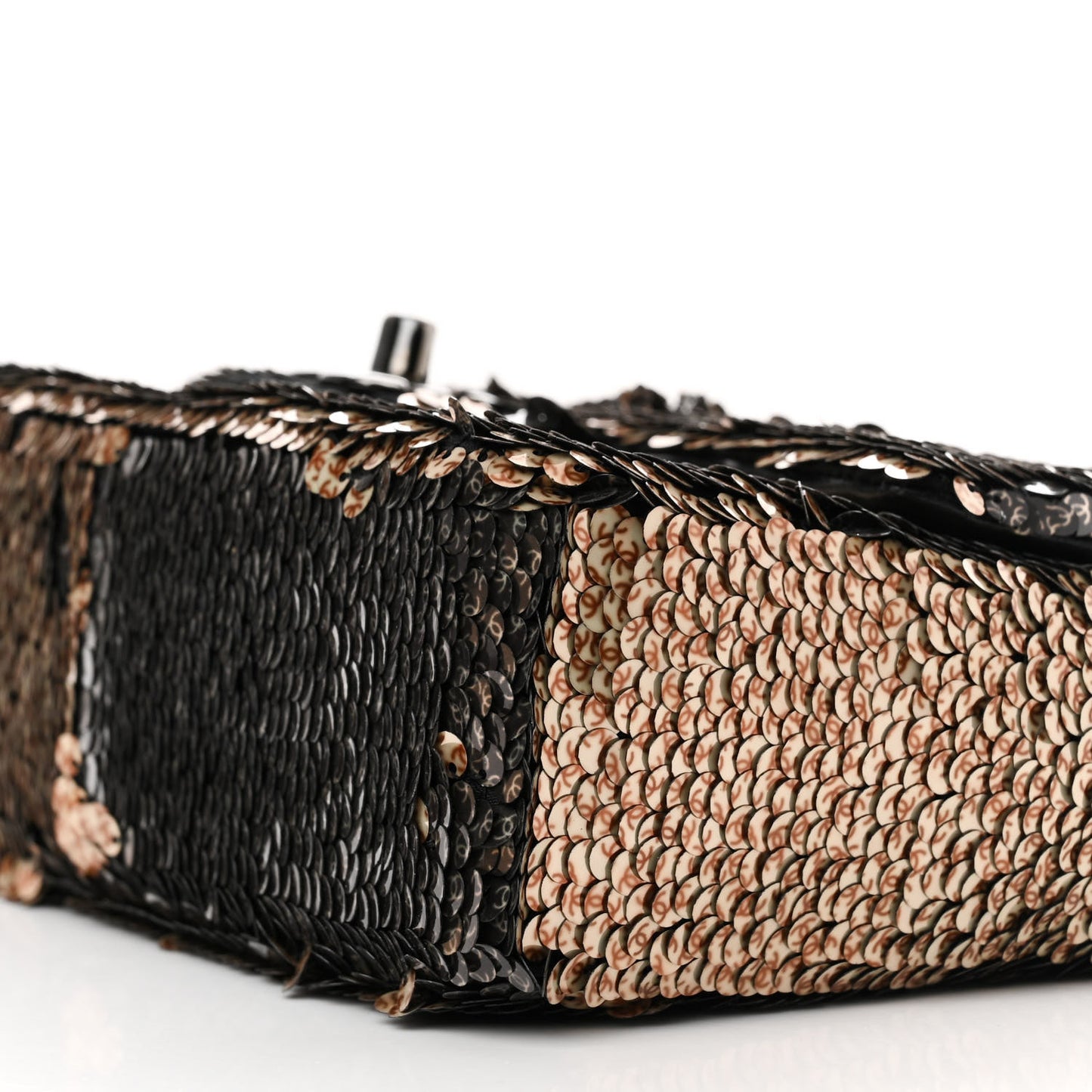 Sequin Classic Mini Flap Black Gold