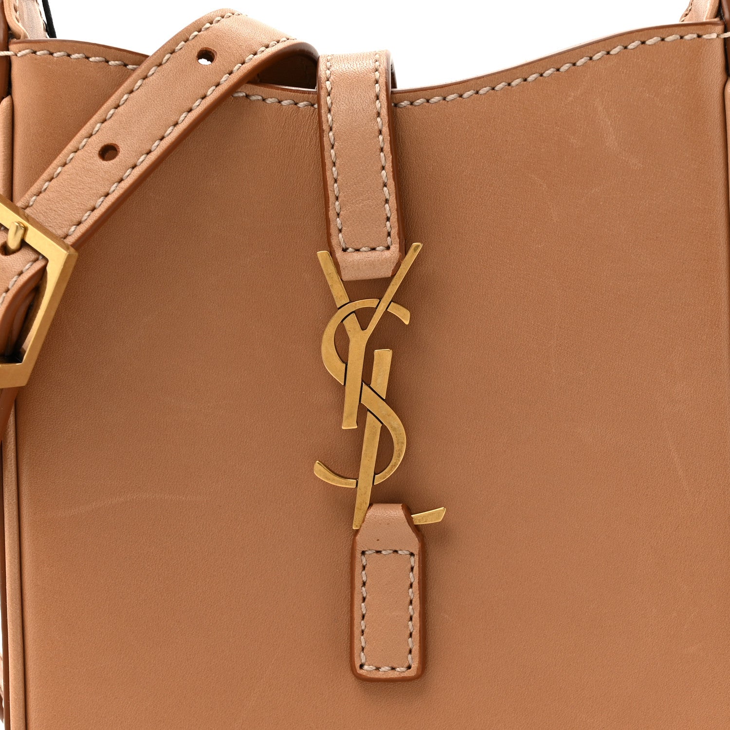 Saint Laurent Smooth Calfskin Le 5 A 7 Vertical Hobo Brown Gold 8 of 11