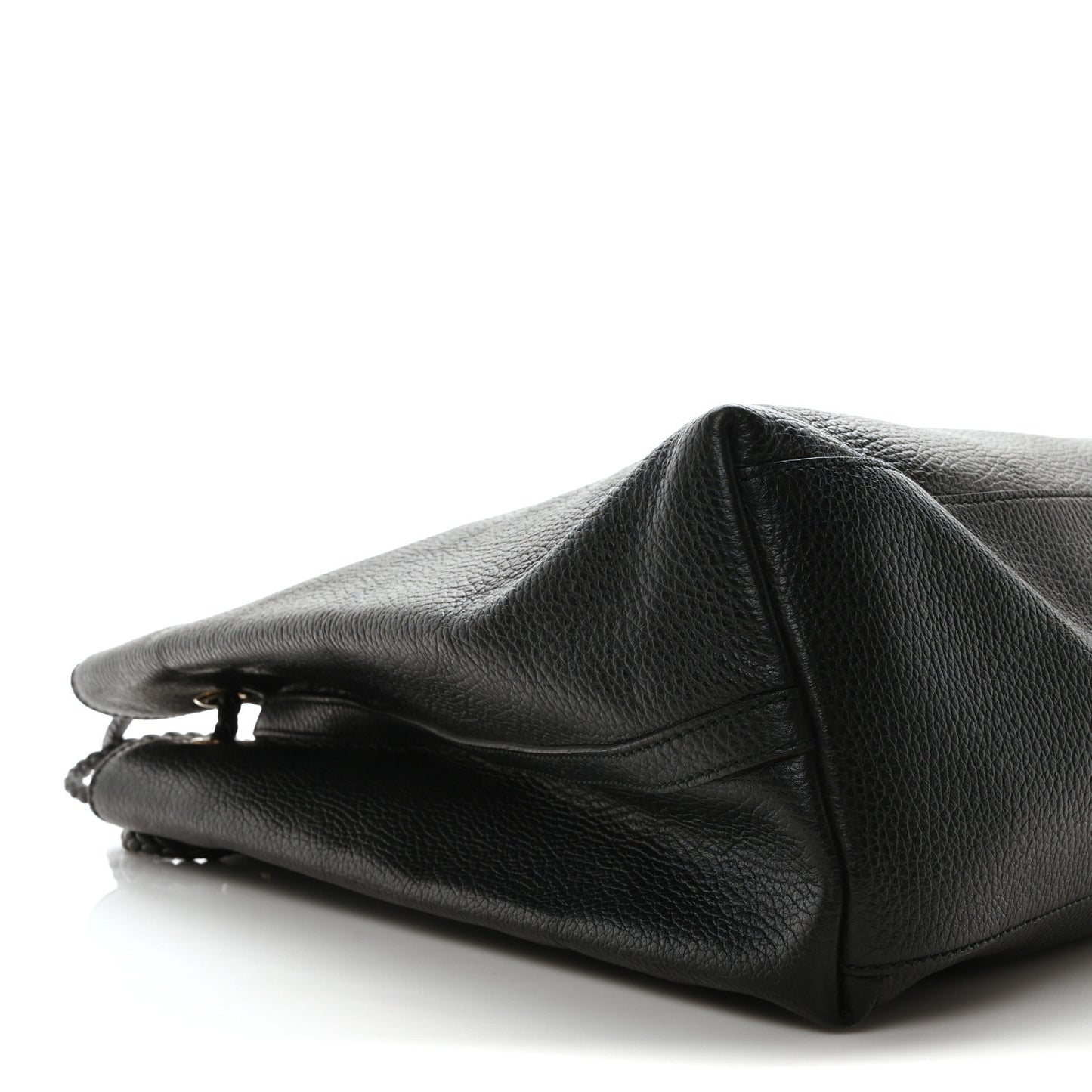 Calfskin Large Gifford Braided Handle Tote Black