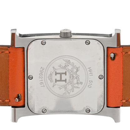 Hermes Stainless Steel Swift 26mm Heure H Hour Double Tour Quartz Watch Orange 4 of 5