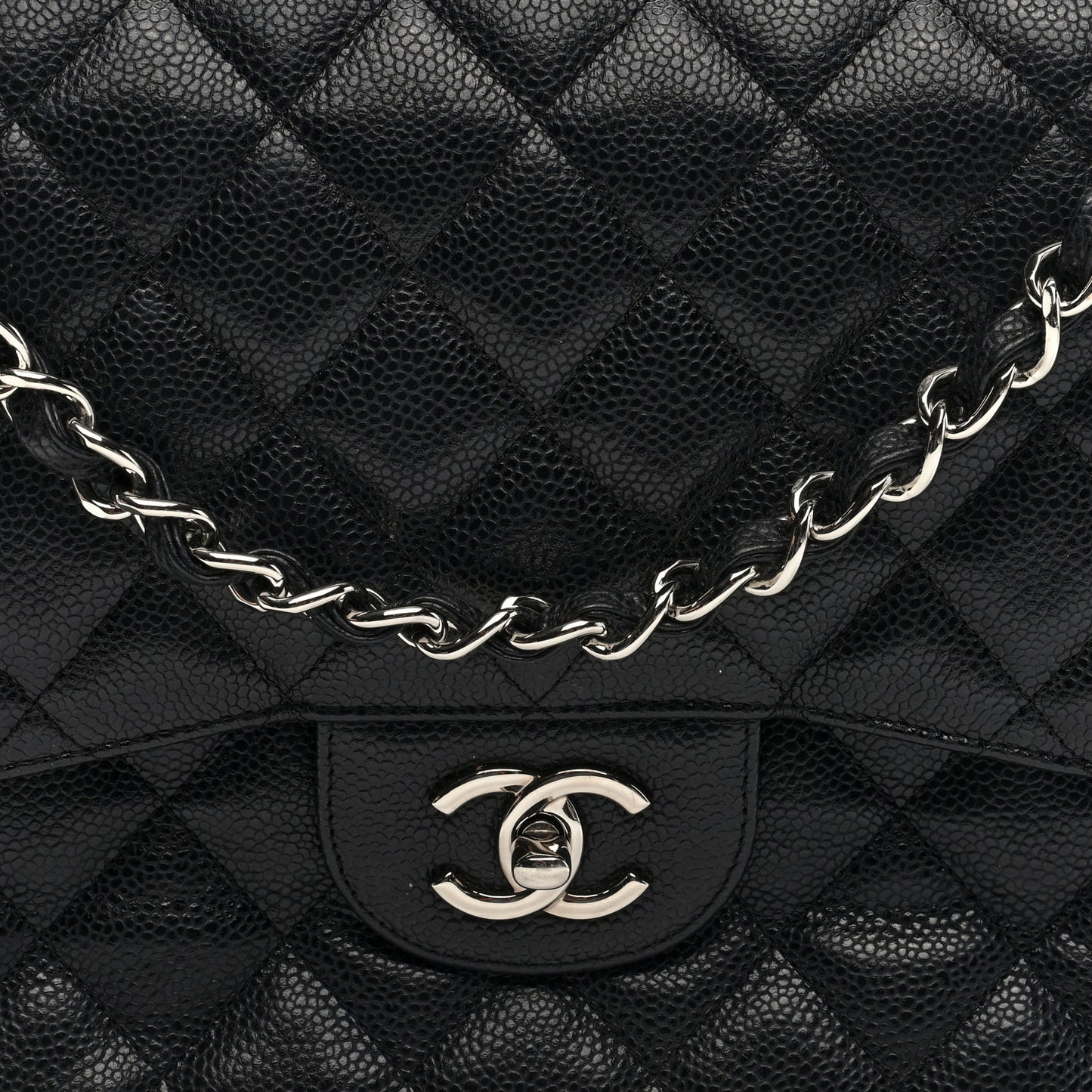 Caviar Quilted Jumbo Double Flap Black