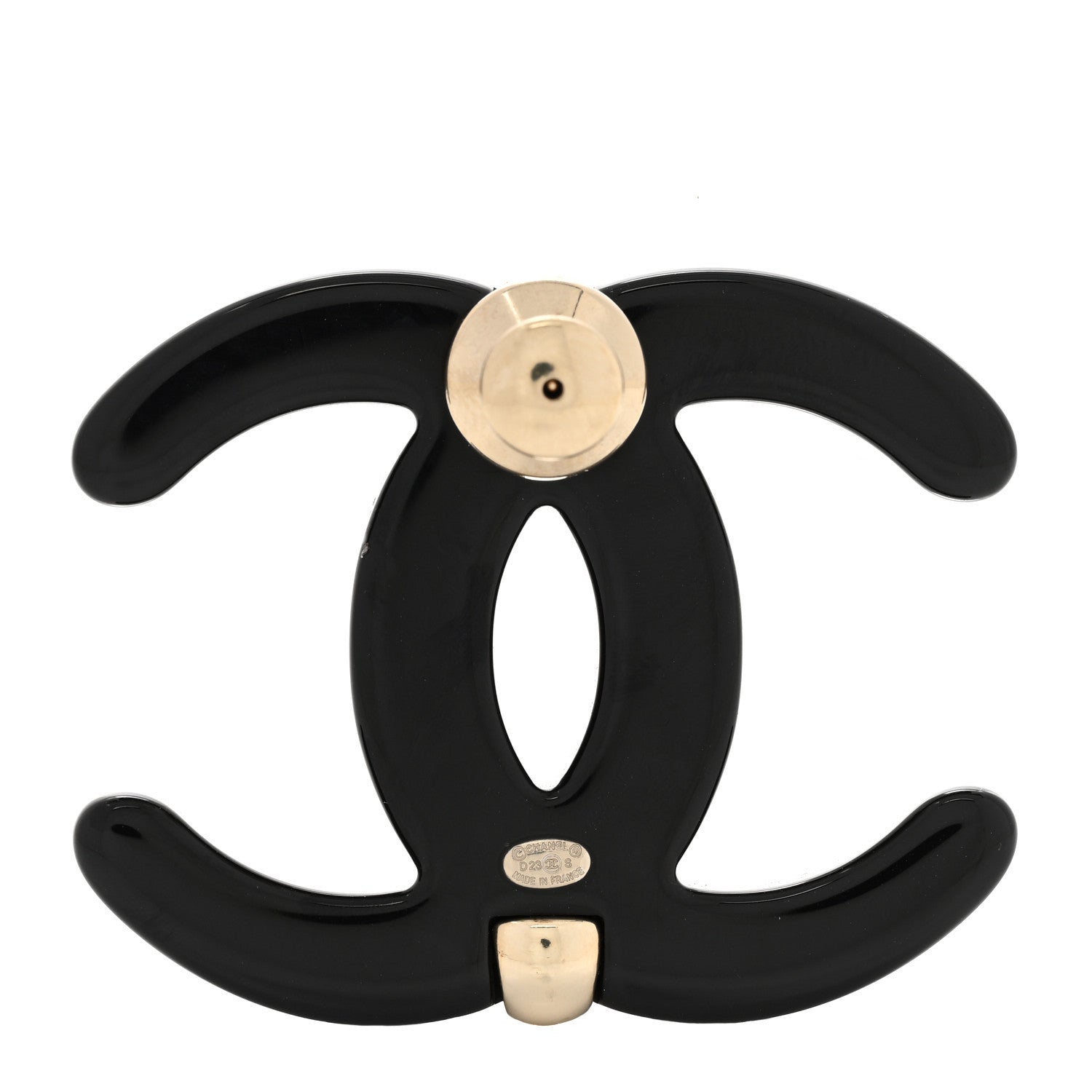 Chanel Resin Crystal CC Brooch Gold Black 3 of 5